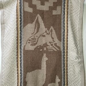 Pedsa Alpaca Wool Scarf‎ Made In Peru Alpaca Mountains Brown Blue